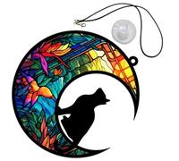 DEARMAMY Acrylic Cat on Moon Window Hanging Decoration Cute Acrylic Garden Decor Panel Cat Moon Sculpture Wall Art Cat Memorial Gift for Door Wall Window Porch Garden