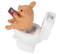 DEARMAMY Adorable Resin Pig Ornament Handmade Craft Decor Cute Little Pig Reading Toilet Home Desktop Adornment Lightweight Sturdy Structure for Living Study Bedroom