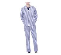DEARMAMY Adult Patient Pajamas Set Cotton Long Sleeve Striped Hospital Clothes for Men and Women Size m (blue and White Stripe) Comfortable Sleepwear for Bedridden Patients