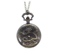 DEARMAMY Antique Style Dragon Embossed Pocket Watch Men's Quartz Movement Watch