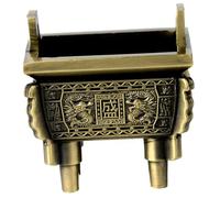 DEARMAMY Antique Tripod Incense Burner Censer Home Temple Decor with Relief Design for Incense Cones and Sticks Mini Alloy Holder for Oriental Aromatherapy and Office Decoration