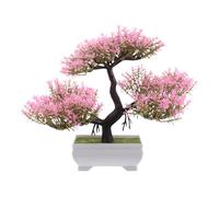 DEARMAMY Artificial Bonsai Tree Small Fake Plastic Plant Pink Desk Decoration Miniature Faux Potted Simulation Plant for Home Office Table Ornament
