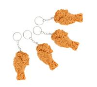 DEARMAMY Artificial Food Key Chain 4pcs Chicken Wing Keychains Set Unique Chicken Wing Toy for Creative Keyring Accessory