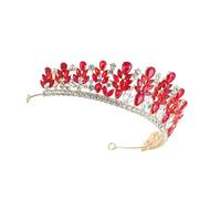DEARMAMY Baroque Rhinestone Bride Crown Crystal Tiara Headband with Red Crystals Bridal Headpiece for Weddings Photoshoots and Formal Celebrations Hair Accessory