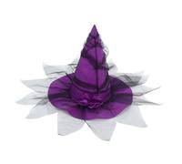 DEARMAMY Baroque Style Witch Hat for Halloween Elegant Mesh Veil Faux Flowers Lightweight Costume Accessory for Parties Themed Gatherings Cosplay