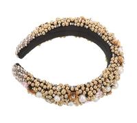 DEARMAMY Beaded Baroque Pearl Wide Headband Women Headband Hairband for Women Girl Wedding Guest