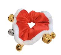DEARMAMY Bells to Send a Circle Hair Christmas Bell Scrunchies Girl Christmas Scrunchies with Tie Xmas Women Lovely Ponytail Holders Festival Accessories Red Coral Fleece