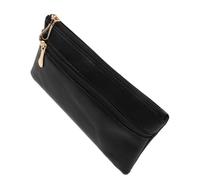 DEARMAMY Black Pu and Polyester Money Clutch Purse 8x4.5 Inches, Compact and Wear Resistant Envelope Wallet for Cash and Tickets, for Travel and Business Events