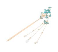 DEARMAMY Blue Hairpin Artificial Flower and Vintage Tassel for Chinese Style Ponytail Updo Hair Accessories Made of Quality Material for Thin Thick Hair for Wedding Retro Styling