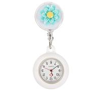 DEARMAMY Blue Nurse Pocket Watch Clip-on Retractable Quartz Glass Watch with Charming Dial Design, Convenient to Carry for Nurses and Women at Work