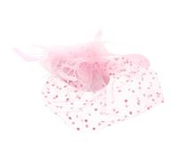DEARMAMY Bow Pearl Mesh Hair Accessory Tiara Caps Church Hat Women Wedding Headwear Sequin Vintage Hats 20s 50s Hat Veil Costume - Bobby Pins for Women Fascinator Hair Clip Pink