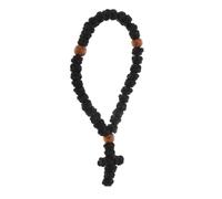 DEARMAMY Braided Cross Bracelet with Wood Prayer Beads Catholic Christian Wristband with Side Clasp for Communion Baptism Religious Jewelry Enhancing Prayer Meaningful Faith Gift