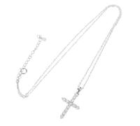 DEARMAMY Braided Crystal Cross Pendant Necklace Twisted Chain Religious Charm Jewelry for Women European Style Simple Elegant