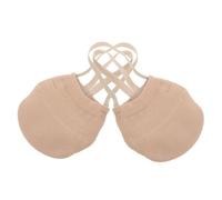 DEARMAMY Breathable Half Sole Dance Shoe Guards for Adults Non Slip Ballet Foot Pads with Supple Protection Elastic Strap Forefoot Covers for Ballet Belly Dancing and Artistic Gymnastics Beige