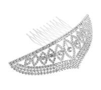 DEARMAMY Bridal Crystal Crown with Comb Silver Alloy Tiara for Women Elegant Shimmering Wedding Headpiece Comfortable Fit Princess Headband for Bride Birthday Party Prom