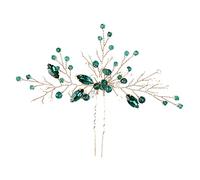 DEARMAMY Bride Wedding Accessory Grandma Green Rhinestone Hairpin Hair Stick Fork for Women Girls for Special Occasion