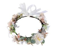 DEARMAMY Camellia Wreath Headband Decorative Headdress Floral Hairband Comfortable Lightweight Sweet Style for Women Wedding Festival Party Cosplay Accessories