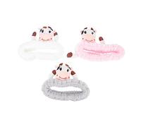 DEARMAMY Cartoon Cow Washing Face Hairbands Stretchy Lovely Makeup Headdress White Pink Gray Comfortable Skin Friendly Headbands for Sports Parties and Daily Use