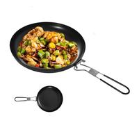 DEARMAMY Cast Iron Frying Pan Grill Pan 9 Inch Iron Camping Skillet Foldable Handle for BBQ Outdoor Grilling and Camping Cooking