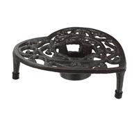 DEARMAMY Cast Iron Teapot Warmer Tripod Rack with Tealight Holder Vintage Trivets for Hot Dishes Stable Kettle Warm Rack for Brewing Tea Coffee Milk Rustic Heart-shaped Decorative Candle