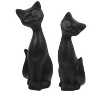 DEARMAMY Ceramic Couple Cat Statue Ornament Small Matte Black Cat Figurines for Wedding Desktop Decoration Unique Handcrafted Lucky Marriage Couple Home Decor