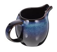 DEARMAMY Ceramic Creamer Gravy Boat Creamer Pitcher with Handle Ceramic Syrup Dispenser Terrarium Pitcher Pourer Serving for Milk Sauce Salad Dressings Broth Black Pepper Blue