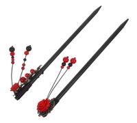 DEARMAMY Chinese Hair Sticks 2Pcs Wood Hair Chopstick Beautiful Details from Falling off Charming Appearance for Parties and Dances