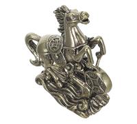 DEARMAMY Chinese Horse Brass Figurine, Horse Statue Office Decor, Decorative Luck-bringing Sculpture for Bookshelves and Desk Display, Golden Animal Ornament, Not Easy to Break