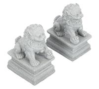 DEARMAMY Chinese Style Guardian Lion Statues for Feng Shui Miniature Garden Decor Sandstone Bonsai Plant Pot Ornaments Compact Micro Landscape Figurines for Home and Office