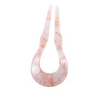DEARMAMY Chinese Style U-shaped Hairpin Stick for Women Acetate Material Large Wave Pattern Pink Orange Hair Fork Accessory for Bun Updo Traditional Hair Stick
