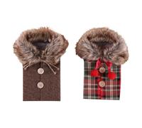 DEARMAMY Christmas Wine Bottle Covers 2pcs Set - Red Plaid and Grey Burlap Bags with Bow Knot, Holiday Wine Bottle Bags for Party Decorations and Festive Wrapping