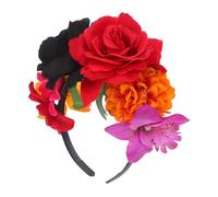 DEARMAMY Colorful Fabric Flower Hairband for Women and Ergonomic Boho Floral Crown Wreath Headpiece Lifelike Realistic Design for Festival Party Birthday Cosplay Costume Accessory