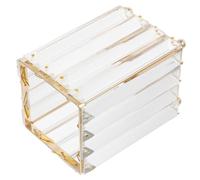 DEARMAMY Crystal Desktop Makeup Brush Holder Cosmetic Organizer Pen Storage Container for Travel and Home Durable Square Gold Makeup Brush Storage Cup for Bathroom and Outdoor