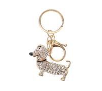 DEARMAMY Dachshund Puppy Keychain Dog Lovers Zinc Alloy Keyring Crystal Charms for Women Decorative Car Keychain