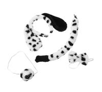 DEARMAMY Dalmatian Dog Costume Set with Headband, Realistic Tail, Nose Bowtie, Black and White Animal Ear Accessories for Halloween Party and Themed Cosplay
