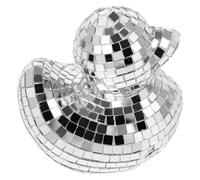 DEARMAMY Disco Mirror Duck Sculpture Silver Reflective Glass Ornament Sturdy Duck Ball Decor for Home Parties Weddings Christmas Holiday Decorations