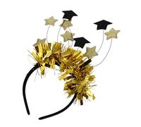 DEARMAMY Doctorial Hat Hair Band with Gold Silver Star Accents Graduation Party Headband Lightweight Comfortable Star Headdress for Masquerade Stage Performance