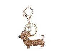 DEARMAMY Dog Charm Keyring Dachshund Keychains for Women Dog Keyring Crystal Rhinestones Car Trinket Souvenir Pendant