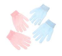 DEARMAMY Double Side Exfoliating Shower Gloves 2 Pairs Thickened Bath Scrub Gloves Body Scrub Exfoliator for Adults in Blue and Pink Suitable for Shower and Spa Use
