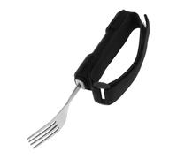 DEARMAMY Eating Assistance Cuff Utensil Holder Fork Stainless Steel Black Fabric Eating Assistance Strap Disabled Eating Assistance