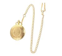 DEARMAMY Elegant Retro Pocket Watch Necklace Large Gold Embroidered Quartz Pocket Watch Alloy Material Design Sturdy Chain Men Women
