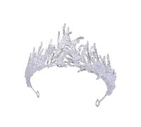 DEARMAMY Elegant Silver Crystal Beaded Bridal Crown Headdress for Wedding Birthday and Party Durable Handmade Tiara for Brides Bridesmaids and Special Occasions