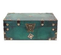 DEARMAMY Elegant Wooden Jewelry Organizer Box Vintage Green Trunk Storage Case for Necklaces Bracelets Earrings
