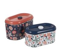 DEARMAMY European-style Tin Storage Boxes with Lids, 2pcs Rectangular Airtight Iron Containers for Household Organization, Creative Sealed Storage Cans Suitable for Craft Supplies