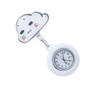 DEARMAMY Fashion Nurse Watch Retractable Pocket Watch for Medical Staff Creative Silicone Design Durable Nurses White Cloud