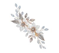 DEARMAMY Floral Bridal Hair Accessory Zinc Alloy Flower Leaf Clip Women Hair Pin for Side Clip and Barrettes for Wedding and Party