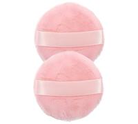 DEARMAMY Fluffy Makeup Powder Sponges Set of 2 Long Velvet Cotton for Foundation and Setting Powder for Women for Daily Makeup Application