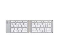 DEARMAMY Foldable Wireless Keyboard with 67 Keys and Magnetic Cover Silver | ABS Body, Two Fold Ultra Thin Design, Comfortable Scissor Foot Buttons, Compatible with Apple and Most Smart Phones