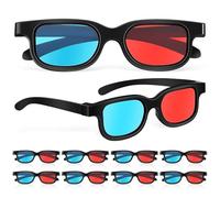DEARMAMY Glasses Frame Red Blue 10 Pcs Anaglyph Glasses ABS+PE Comfortable Fit for Home Theater and TV Viewing