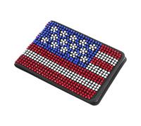 DEARMAMY Glitter Rhinestone Car Registration License Holder Stain-Resistant Vehicle Document Organizer with American Flag Patriotic Design for Wallet and Glove Box Interior Accessories